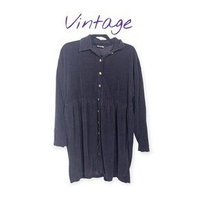 Vintage Purple Corduroy Dress  Kiko Comfortable Clothing Button-Down SZ L